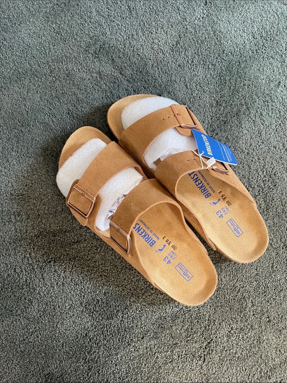 Birkenstock Arizona Two-Strap Sandals - Tan Suede M10 L12 NWT